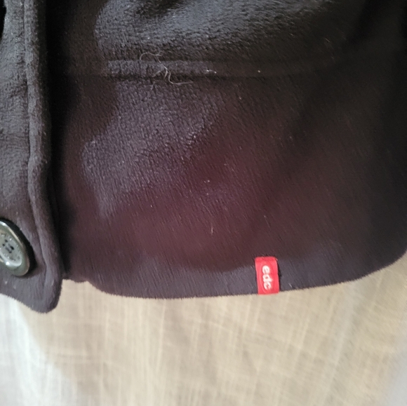 Esprit EDC Y2k Size M FLEECE Double Breasted Pea Coat high button Lapel black - Picture 13 of 15